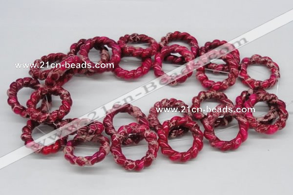 CDT29 15.5 inches 20*34mm donut shaped dyed aqua terra jasper beads