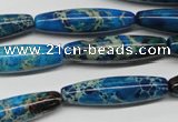 CDT291 15.5 inches 8*30mm rice dyed aqua terra jasper beads