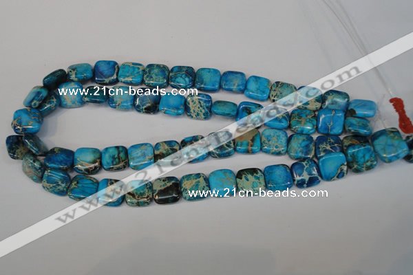 CDT300 15.5 inches 14*14mm square dyed aqua terra jasper beads