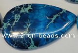 CDT328 15.5 inches 30*50mm flat teardrop dyed aqua terra jasper beads