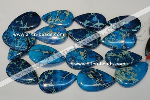 CDT328 15.5 inches 30*50mm flat teardrop dyed aqua terra jasper beads