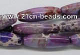 CDT33 15.5 inches 10*30mm rice dyed aqua terra jasper beads