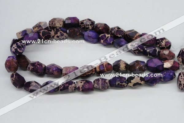 CDT38 15.5 inches 14*18mm faceted nuggets dyed aqua terra jasper beads