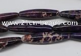 CDT383 15.5 inches 7*30mm rice dyed aqua terra jasper beads