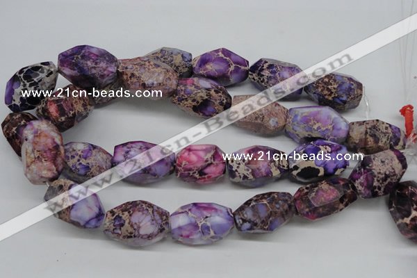 CDT40 15.5 inches 20*30mm faceted nuggets dyed aqua terra jasper beads