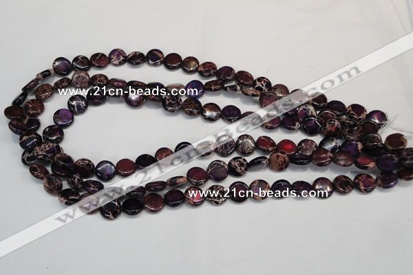 CDT405 15.5 inches 10mm flat round dyed aqua terra jasper beads