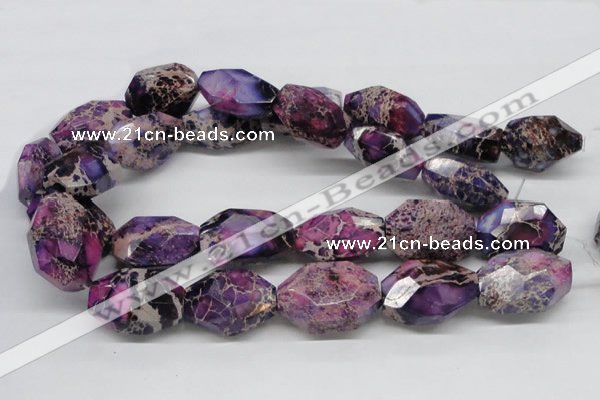 CDT41 15.5 inches 25*35mm faceted nuggets dyed aqua terra jasper beads