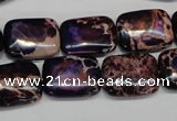 CDT436 15.5 inches 12*16mm rectangle dyed aqua terra jasper beads