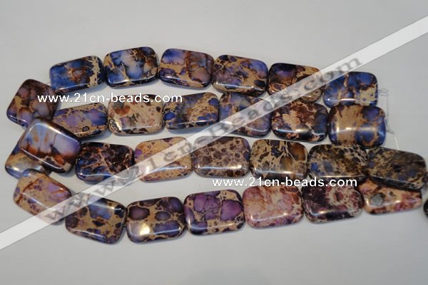 CDT440 15.5 inches 20*30mm rectangle dyed aqua terra jasper beads