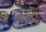 CDT442 15.5 inches 25*35mm rectangle dyed aqua terra jasper beads