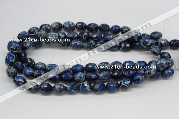 CDT49 15.5 inches 12*15mm faceted egg-shaped dyed aqua terra jasper beads