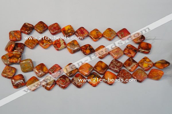 CDT545 15.5 inches 14*14mm diamond dyed aqua terra jasper beads