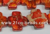 CDT563 15.5 inches 20*20mm cross dyed aqua terra jasper beads