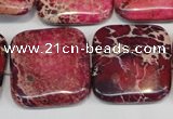 CDT626 15.5 inches 25*25mm square dyed aqua terra jasper beads