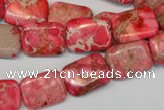 CDT631 15.5 inches 12*16mm rectangle dyed aqua terra jasper beads