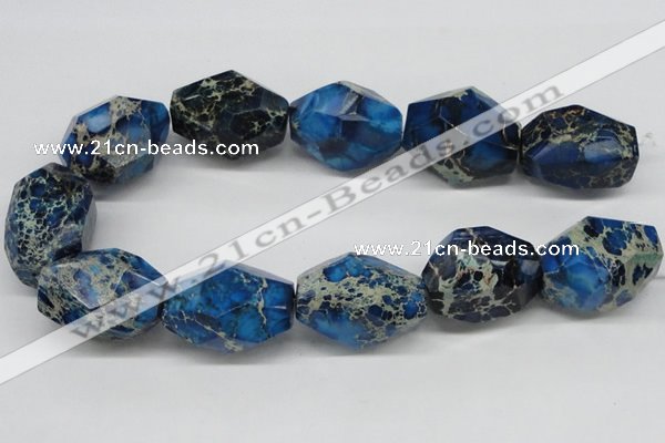 CDT65 15.5 inches 25*35mm faceted nuggets dyed aqua terra jasper beads