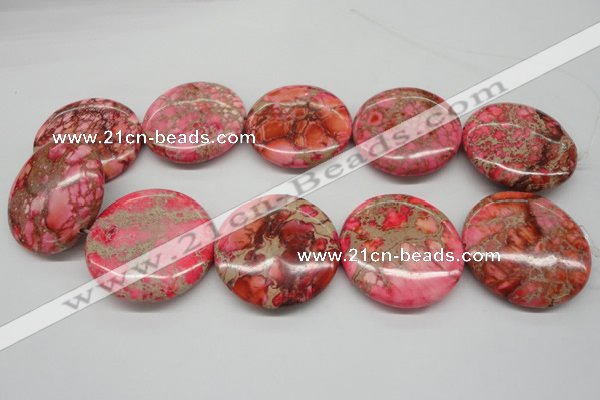 CDT661 15.5 inches 40mm flat round dyed aqua terra jasper beads