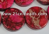 CDT665 15.5 inches 25mm coin dyed aqua terra jasper beads