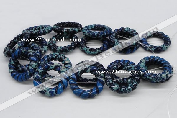 CDT67 15.5 inches 40mm donut shaped dyed aqua terra jasper beads
