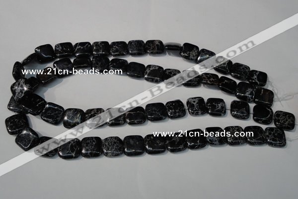 CDT692 15.5 inches 14*14mm square dyed aqua terra jasper beads