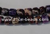 CDT705 15.5 inches 6*8mm nuggets dyed aqua terra jasper beads