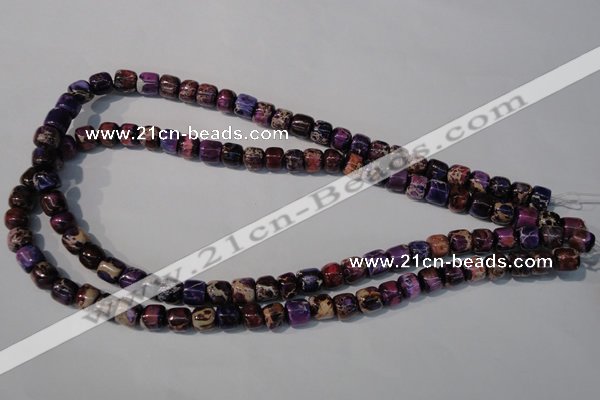 CDT705 15.5 inches 6*8mm nuggets dyed aqua terra jasper beads