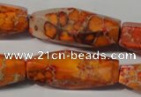 CDT745 15.5 inches 13*42mm faceted rice dyed aqua terra jasper beads