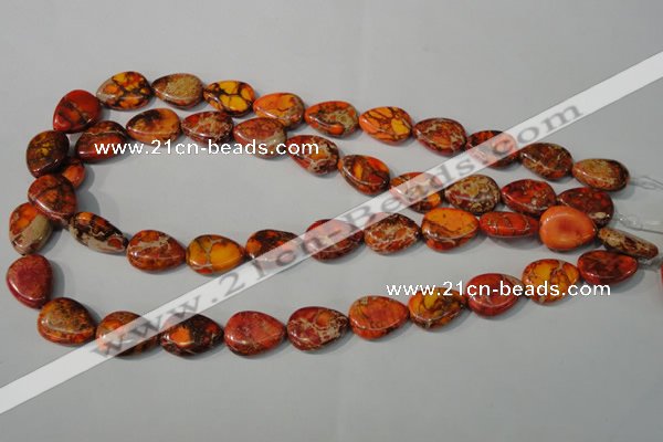 CDT754 15.5 inches 13*18mm flat teardrop dyed aqua terra jasper beads