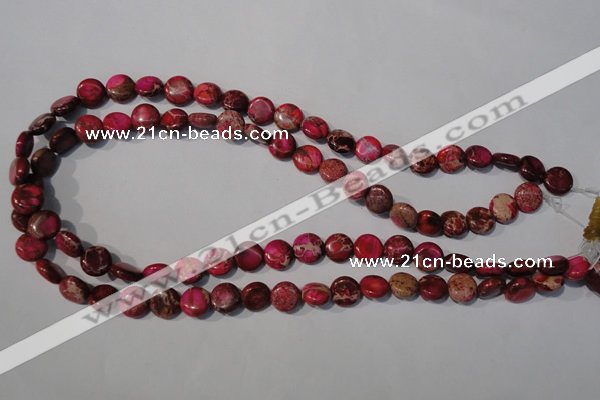 CDT785 15.5 inches 10mm flat round dyed aqua terra jasper beads