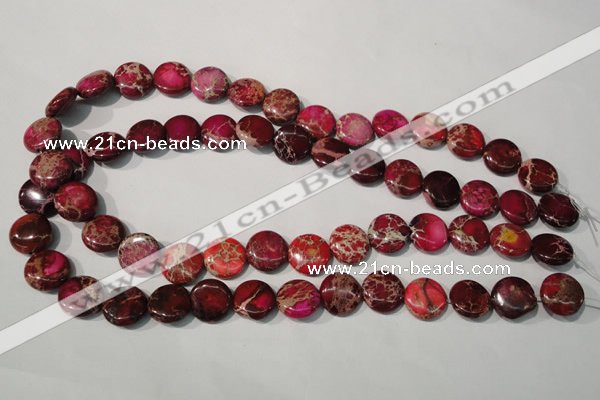 CDT786 15.5 inches 14mm flat round dyed aqua terra jasper beads