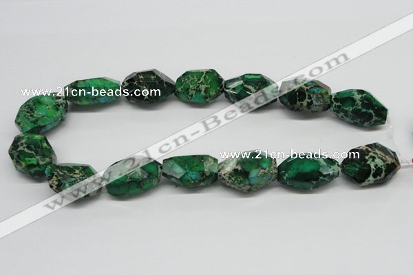 CDT79 15.5 inches 18*28mm faceted nuggets dyed aqua terra jasper beads