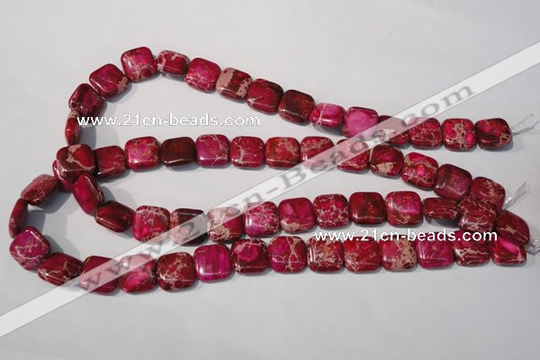 CDT794 15.5 inches 14*14mm square dyed aqua terra jasper beads