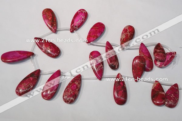 CDT799 Top-drilled 16*32mm flat teardrop dyed aqua terra jasper beads