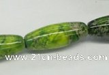 CDT89 15.5 inches 12*30mm rice dyed aqua terra jasper beads