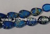 CDT915 15.5 inches 9*13mm flat teardrop dyed aqua terra jasper beads