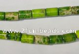 CDT919 15.5 inches 6*8mm tube dyed aqua terra jasper beads