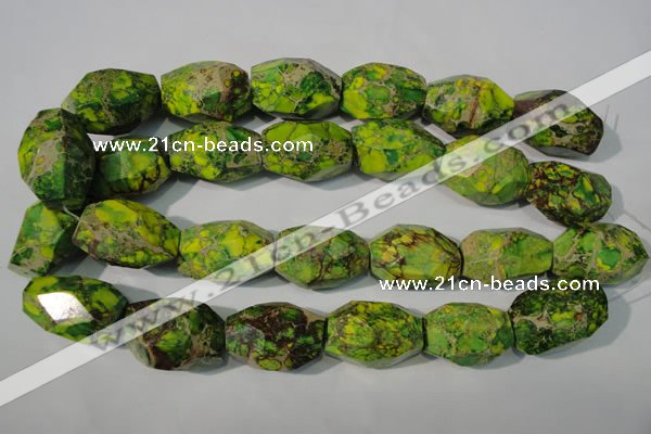CDT933 15.5 inches 19*30mm faceted nuggets dyed aqua terra jasper beads