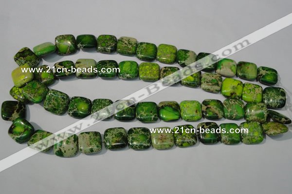CDT945 15.5 inches 16*16mm square dyed aqua terra jasper beads