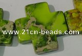 CDT953 15.5 inches 35*35mm cross dyed aqua terra jasper beads