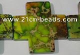 CDT954 15.5 inches 45*45mm cross dyed aqua terra jasper beads