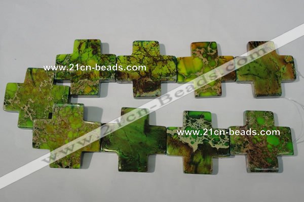 CDT954 15.5 inches 45*45mm cross dyed aqua terra jasper beads