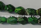 CDT963 15.5 inches 10*14mm faceted nuggets dyed aqua terra jasper beads