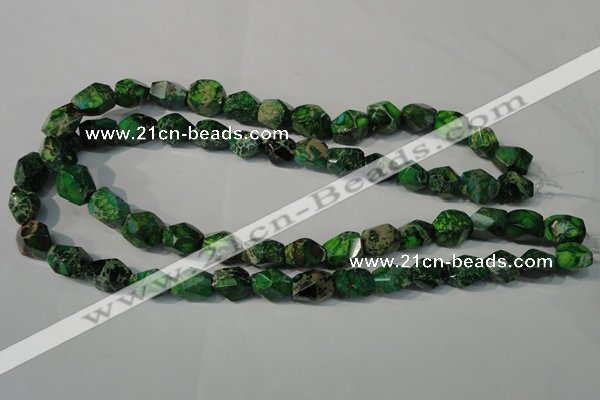 CDT963 15.5 inches 10*14mm faceted nuggets dyed aqua terra jasper beads