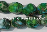 CDT964 15.5 inches 14*17mm faceted nuggets dyed aqua terra jasper beads