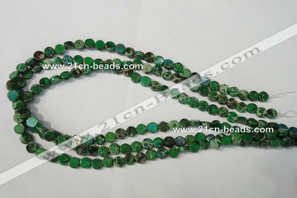 CDT970 15.5 inches 7mm flat round dyed aqua terra jasper beads