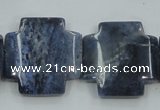 CDU05 15.5 inches 25*25mm cross natural blue dumortierite beads