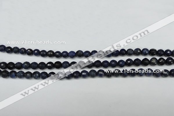 CDU111 15.5 inches 6mm faceted round blue dumortierite beads