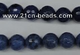 CDU113 15.5 inches 10mm faceted round blue dumortierite beads