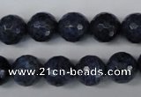 CDU114 15.5 inches 12mm faceted round blue dumortierite beads