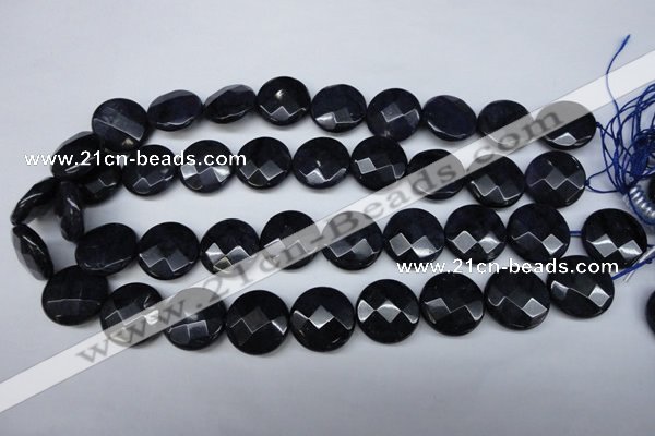 CDU126 15.5 inches 20mm faceted coin blue dumortierite beads